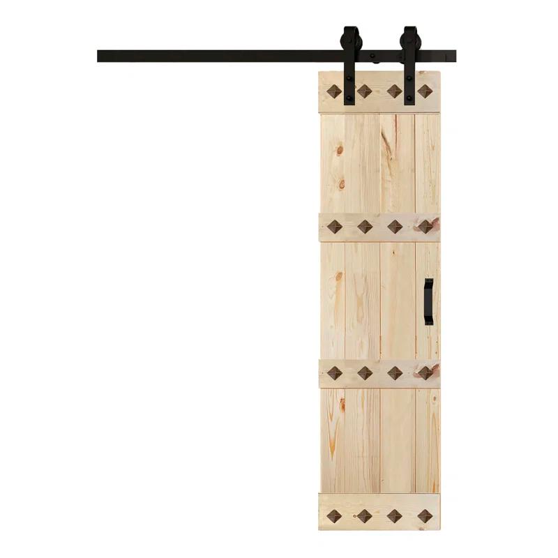 IsLife 84'' Solid Wood Paneled Matte with Installation Hardware Kit Barn Door