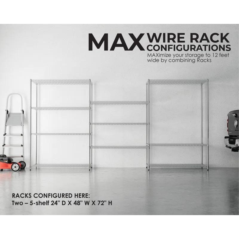 Everest Home Everest Wire Rack Heavy-Duty 5-Tier Utility Shelving Unit, 48 W x 24 D x 72 H, Chrome