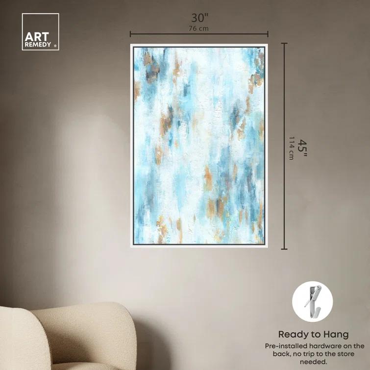 Art Remedy Art Remedy Textured Shades Framed Blue Abstract 1 Piece Canvas Wall Art 57567