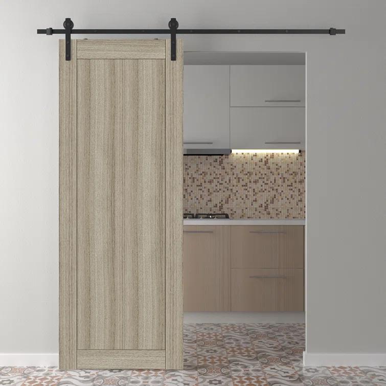 Belldinni 1 Panel Shaker Manufactured Wood Composite Sliding Barn Door With Hardware Kit