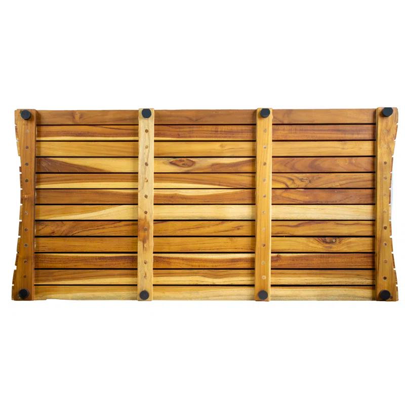 EcoDecors Eleganto Rectangle Teak Shower Mat, Teak Shower Mat for Inside Shower, Teak Bath Mat, Wood Bath Mat, Wood Shower Mat, Teak Shower Mats, Teak Bathroom Mat, Earthy Natural