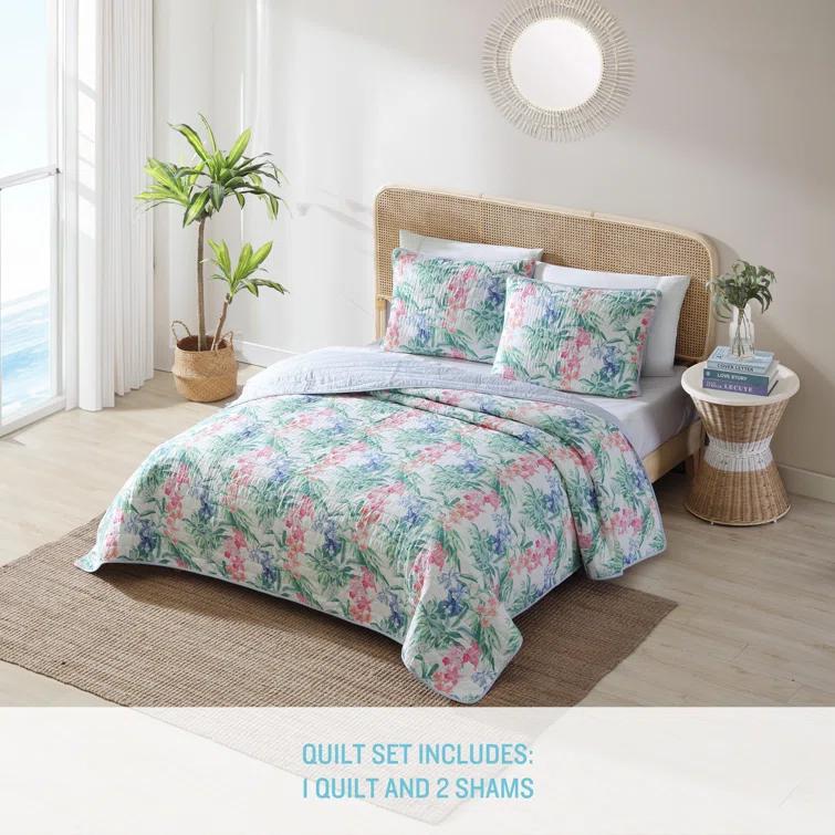Tommy Bahama Home Tommy Bahama Island Orchid Cotton Reversible Pink Quilt Set