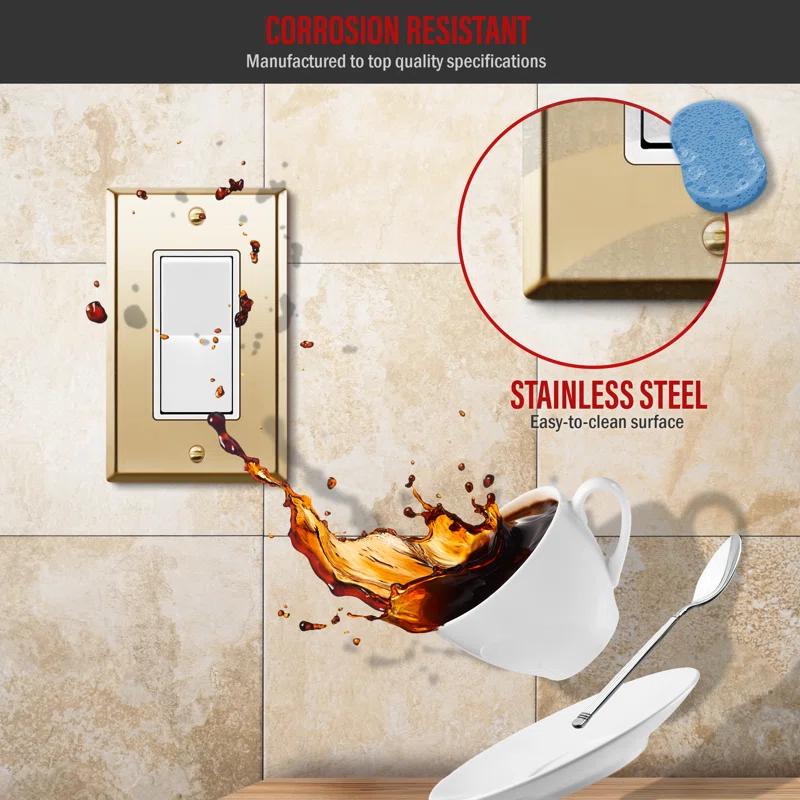 Enerlites No Subject 1 - Gang Rocker Standard Wall Plate (Set of 3)
