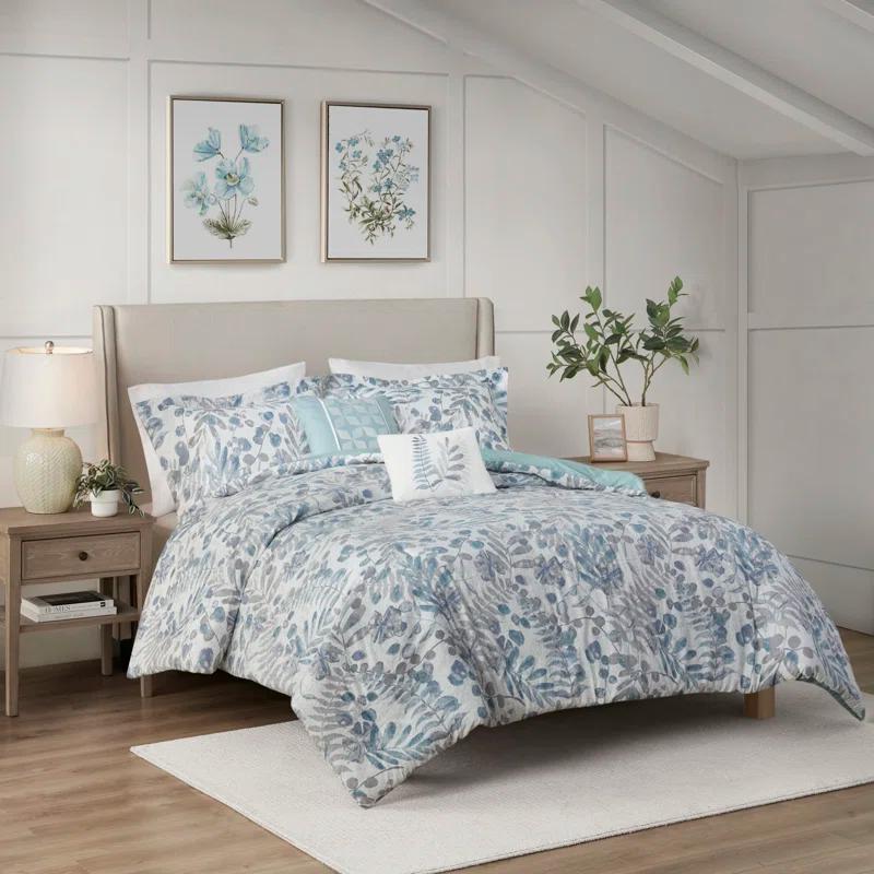 Bonnie 5 Piece Seersucker Comforter Set with Throw Pillows