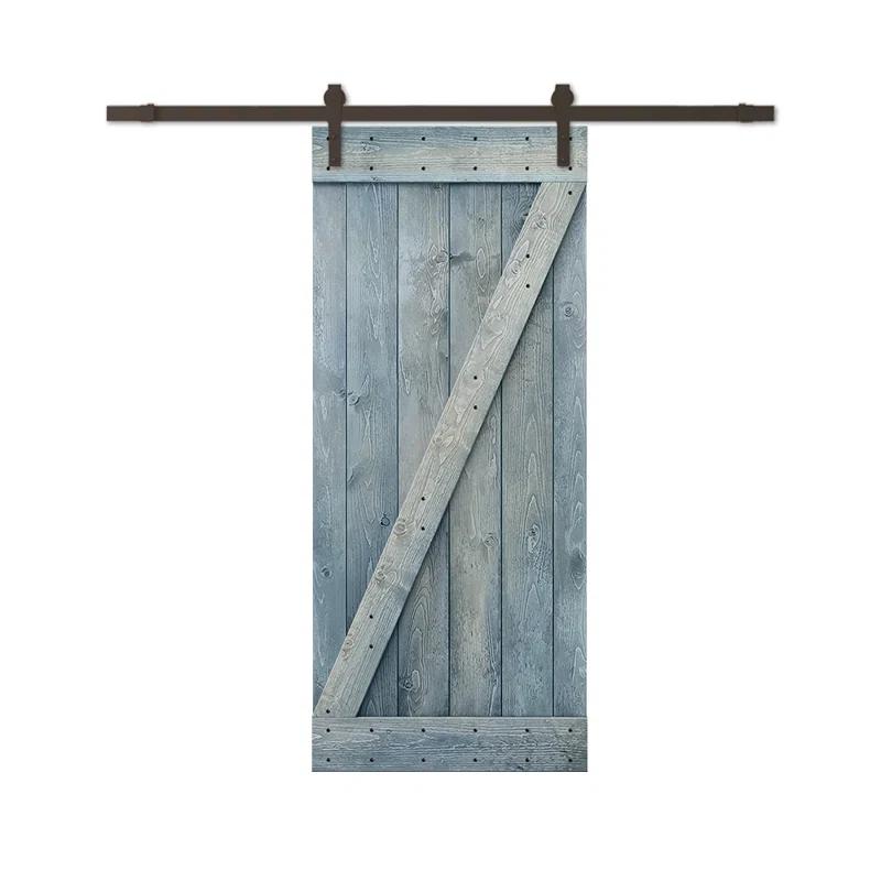 TMS 28'' x 84'' Solid Wood Paneled Painted with Installation Hardware Kit Barn Door