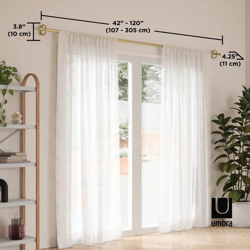 Gold Adjustable Modern Single Curtain Rod 42-120"