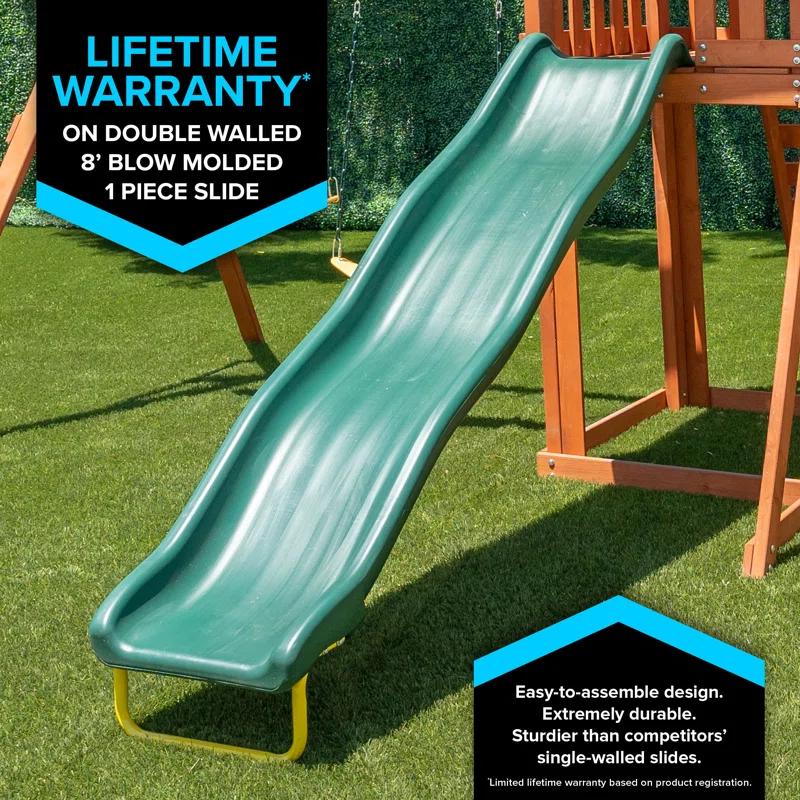 Sportspower Sherwood Wooden Swing Set with Lifetime Warranty on 8' Double Wall Slide