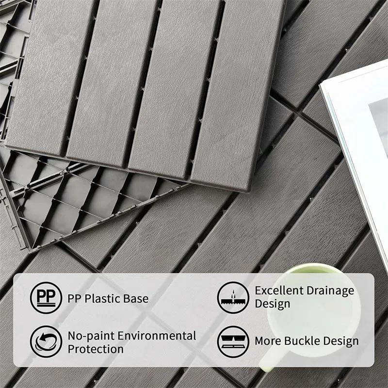 Impact Outdoor Patio Interlocking Deck Tiles,12"X12" Square Composite Decking Tiles,Four Slat Plastic Outdoor Flooring Tile All Weather For Balcony Porch Backyard,(Pack Of 9)