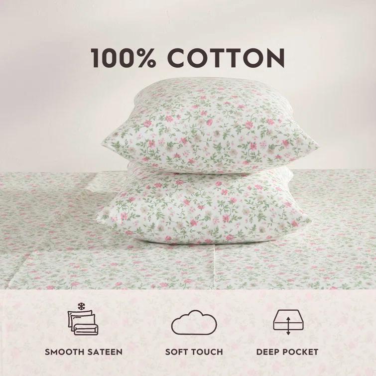Laura Ashley Laura Ashley Printed Cotton Percale Sheet Set