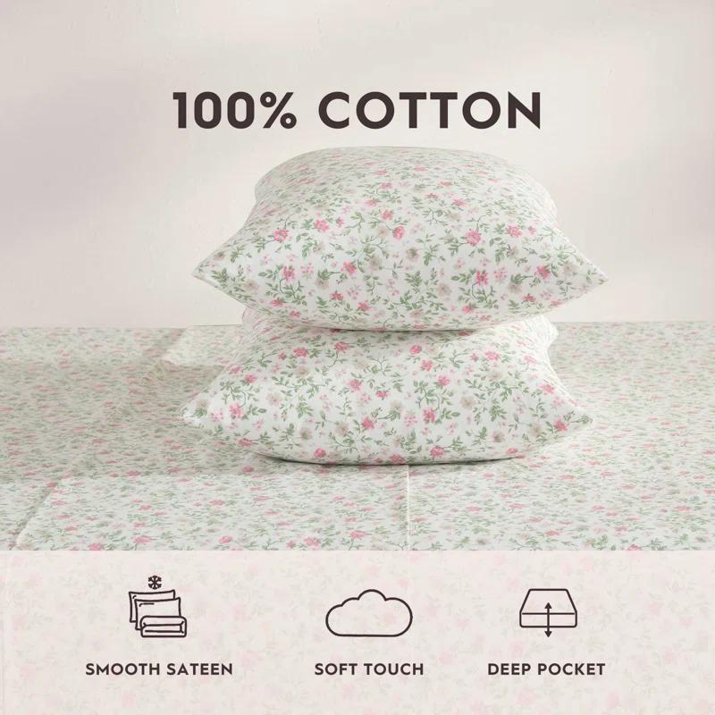 Laura Ashley Printed Cotton Percale Sheet Set
