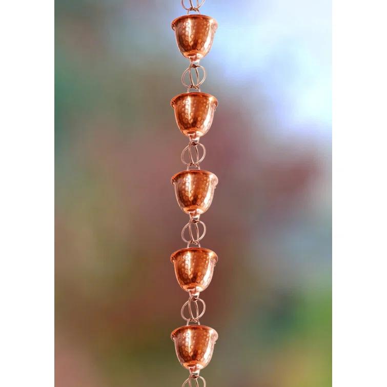 Monarch Rain Chains Pure Copper Hammered Cup Rain Chain Replacement Downspout for Gutters