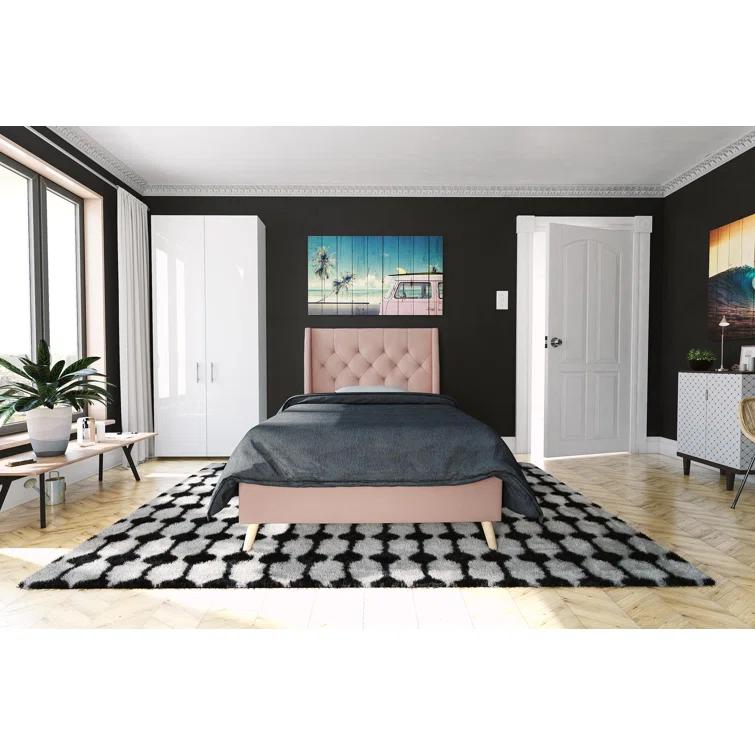 Novogratz Her Majesty Upholstered Wingback Bed