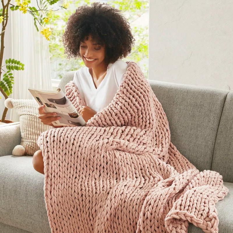 Kelly Clarkson Home Madison Hand Made Chunky Double Knit Throw Blanket