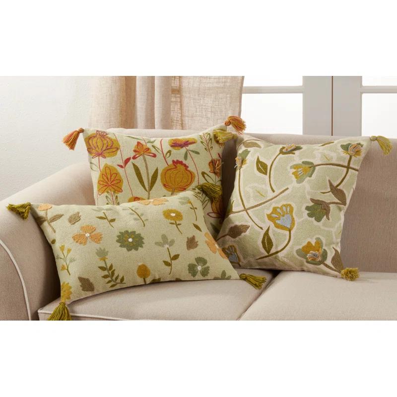 Saro Blossom Collection Floral Cotton Throw Pillow