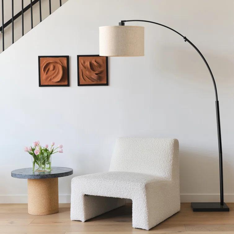 Brightech Logan 76 in. Adjustable and Extendable LED Arched Gold Floor Lamp with Weighted Marble Base - LED Bulb Included