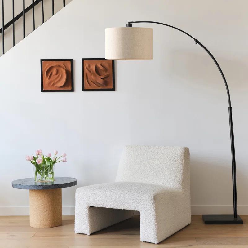 Brightech Logan 76 in. Adjustable and Extendable LED Arched Gold Floor Lamp with Weighted Marble Base - LED Bulb Included