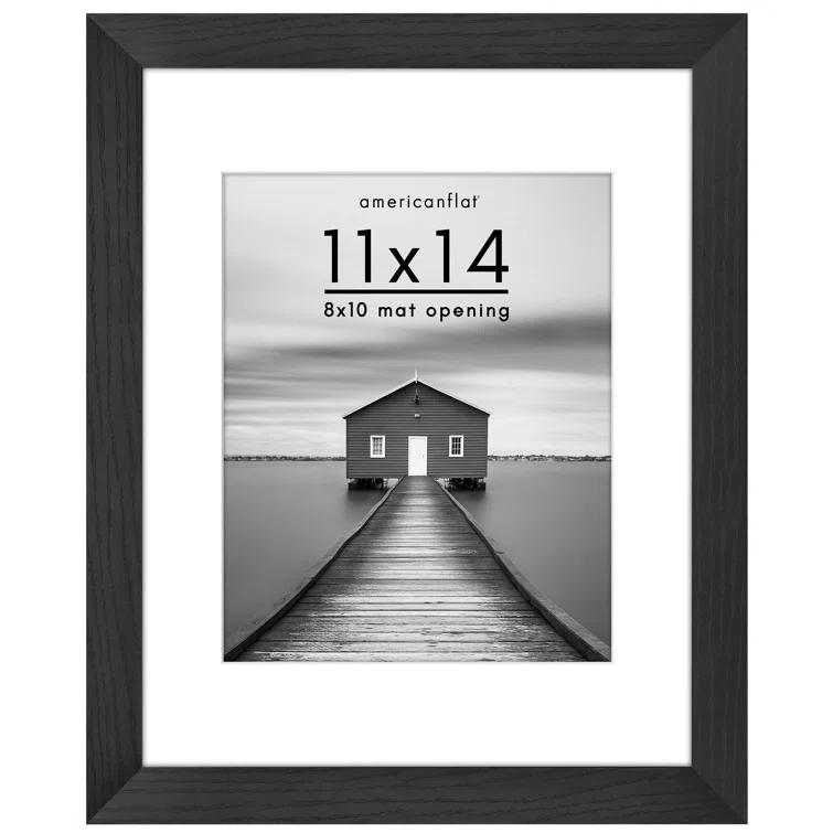 Americanflat Americanflat Picture Frame - Frame with Mat - Wide Molding - Shatter-Resistant Glass