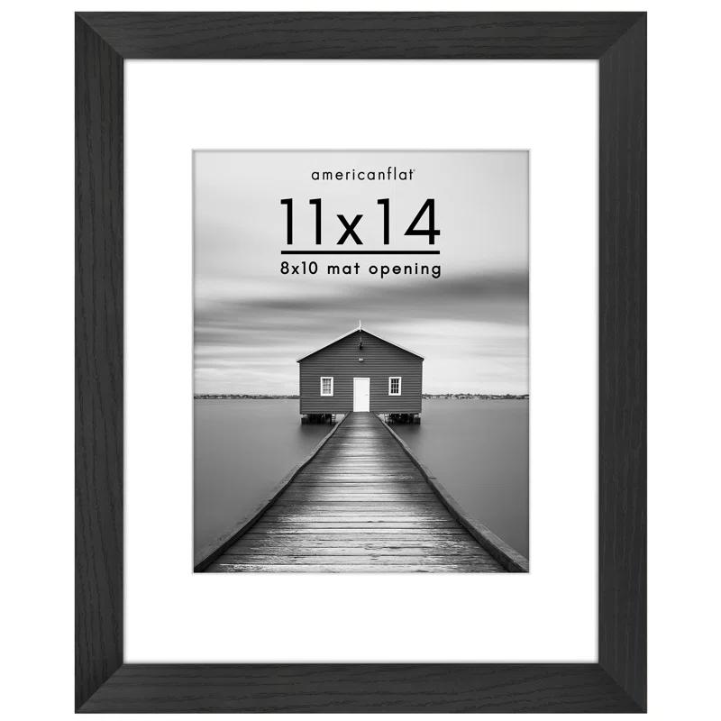 Americanflat Americanflat Picture Frame - Frame with Mat - Wide Molding - Shatter-Resistant Glass