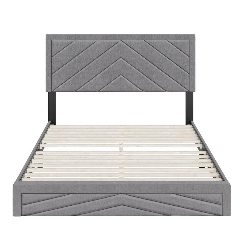 Boyd Sleep Barcelona Linen or Faux Leather Upholstered Platform Bed Frame with Adjustable Headboard, Heavy Duty Slat Support System, No Box Spring Required - Boyd Sleep