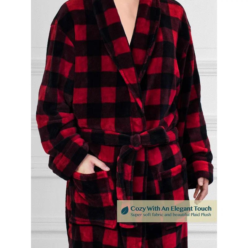 Rosalind Wheeler Speight Fleece Mid-Calf Bathrobe with Pockets