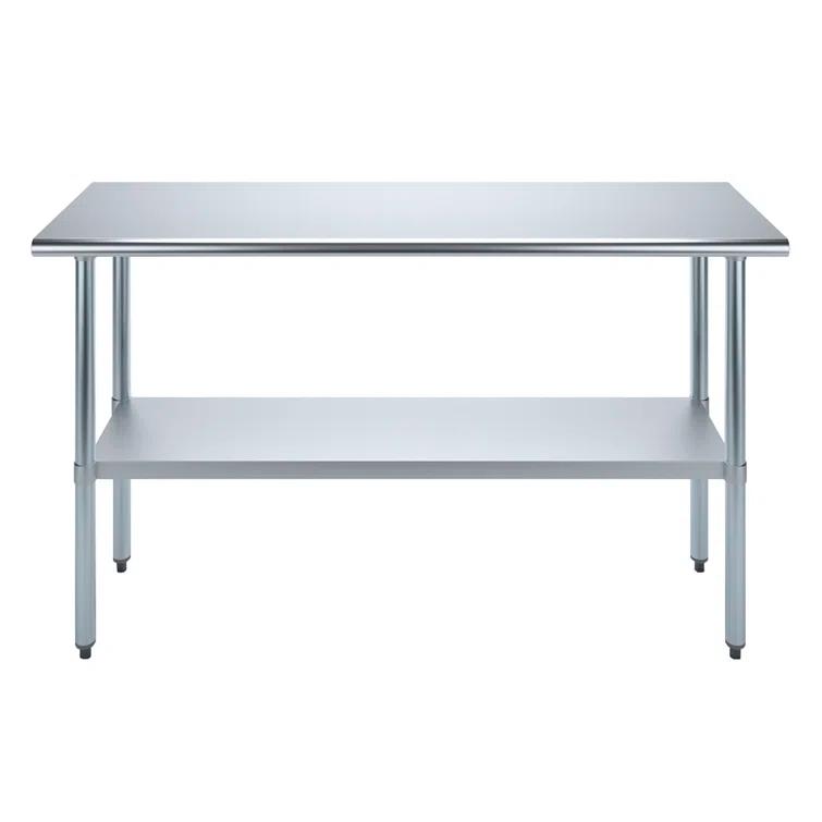 Amgood Stainless Steel Work Table with Undershelf. Metal Prep Table. NSF - Certified