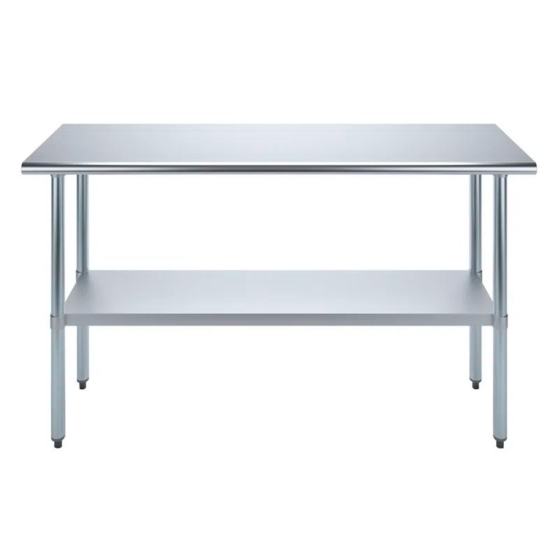 Amgood Stainless Steel Work Table with Undershelf. Metal Prep Table. NSF - Certified