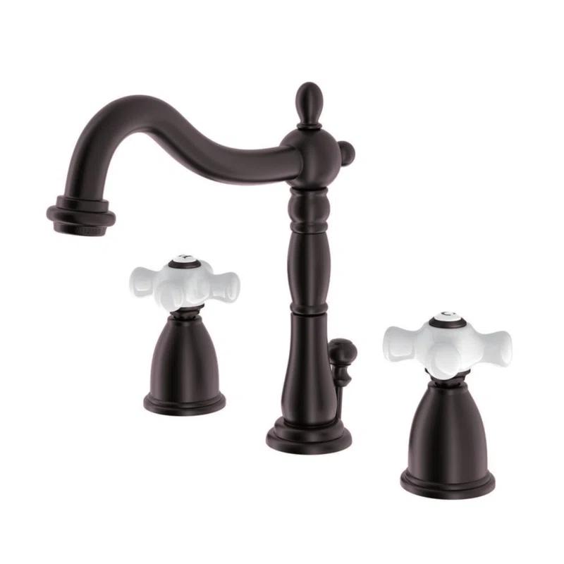 Kingston Brass KB1975PX Kingston Brass Heritage Two-Handle 3-Hole Deck Mount Widespread Bathroom Faucet with Pop-Up Drain