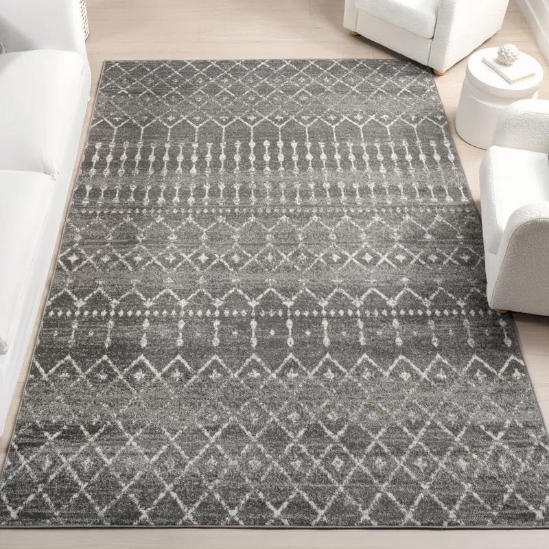 Union Rustic Amanuel Moroccan Geometric Area Rug in Dark Gray