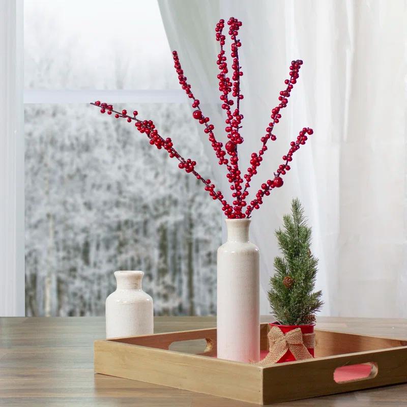 Northlight Seasonal 25-Inch Red Berries Artificial Christmas Twig Branch Spray | Wayfair