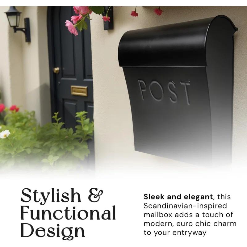 NACH Vicki Euro Farmhouse Max Water and Rust Protection Post Wall Mounted Mailbox