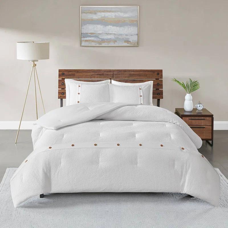 Marcus 3 Piece Cotton Waffle Weave Duvet Cover Set