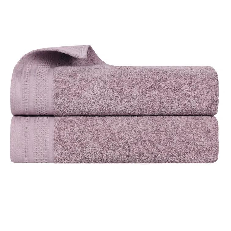 Superior Honeycomb Textured Waffle Border Cotton Medium Weight Bath Sheets (Set of 2)