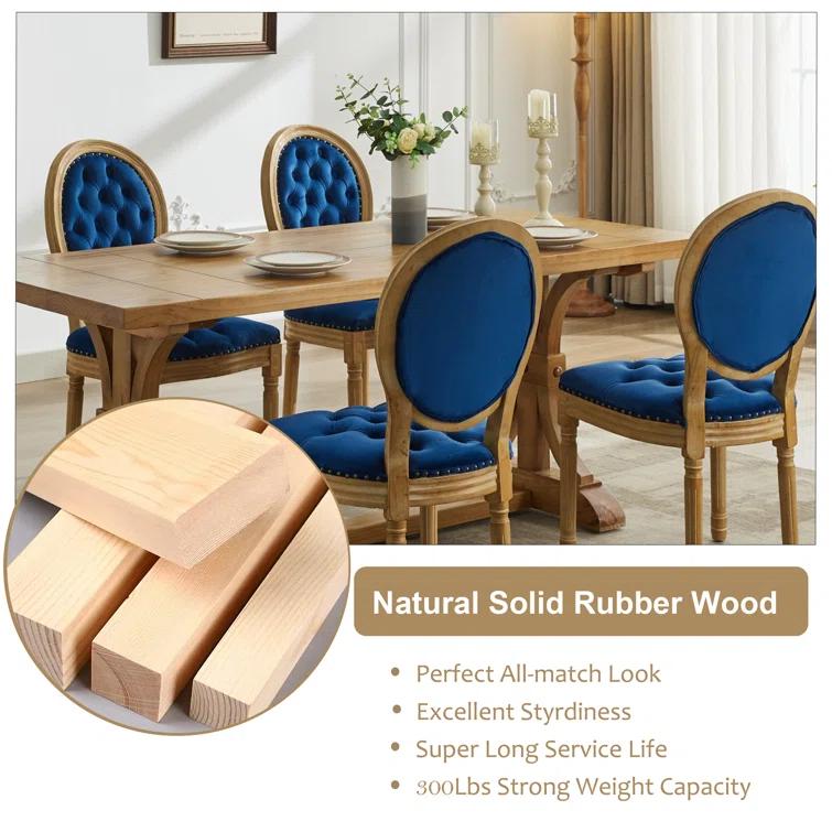 One Allium Way® French Style Vintage Solid Wood Upholstered Dining Chair (Set of 4)
