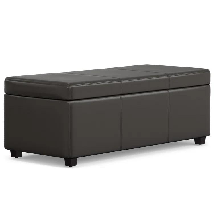 Simpli Home Avalon 44"W Upholstered Storage Ottoman with Lift-Top and Large Interior Storage