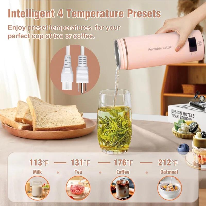 OLHIVA 304 Stainless Steel Travel Electric Kettle Portable Mini Kettle