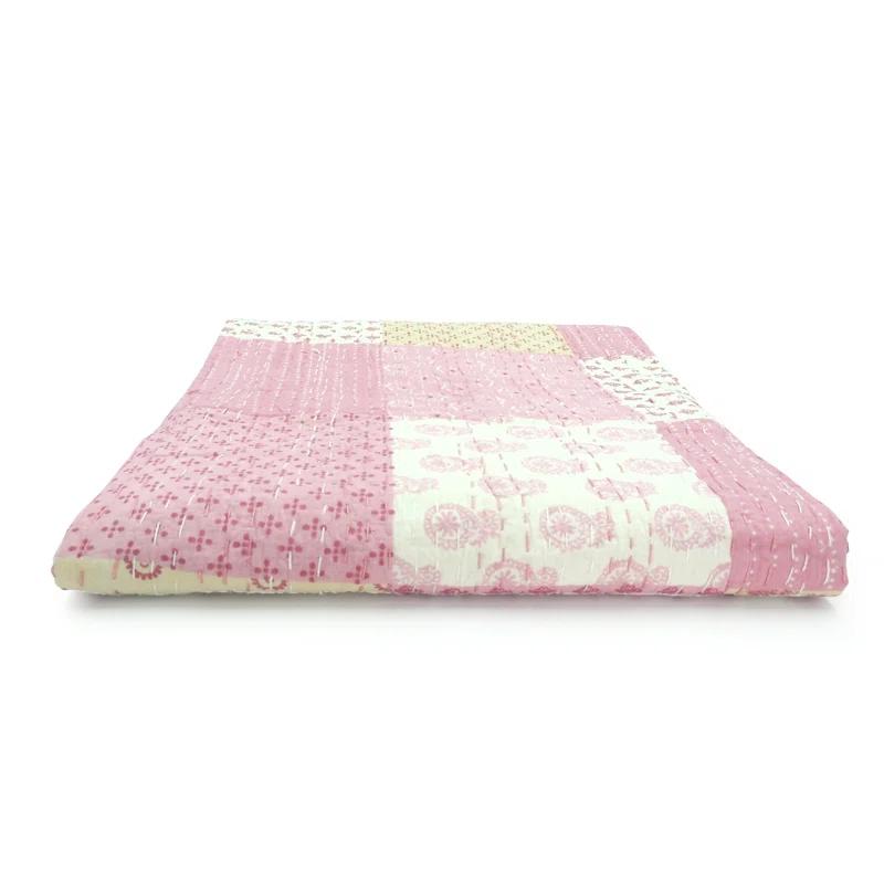 Rajani Home Advika Handmade Kantha Cotton Throw Blanket