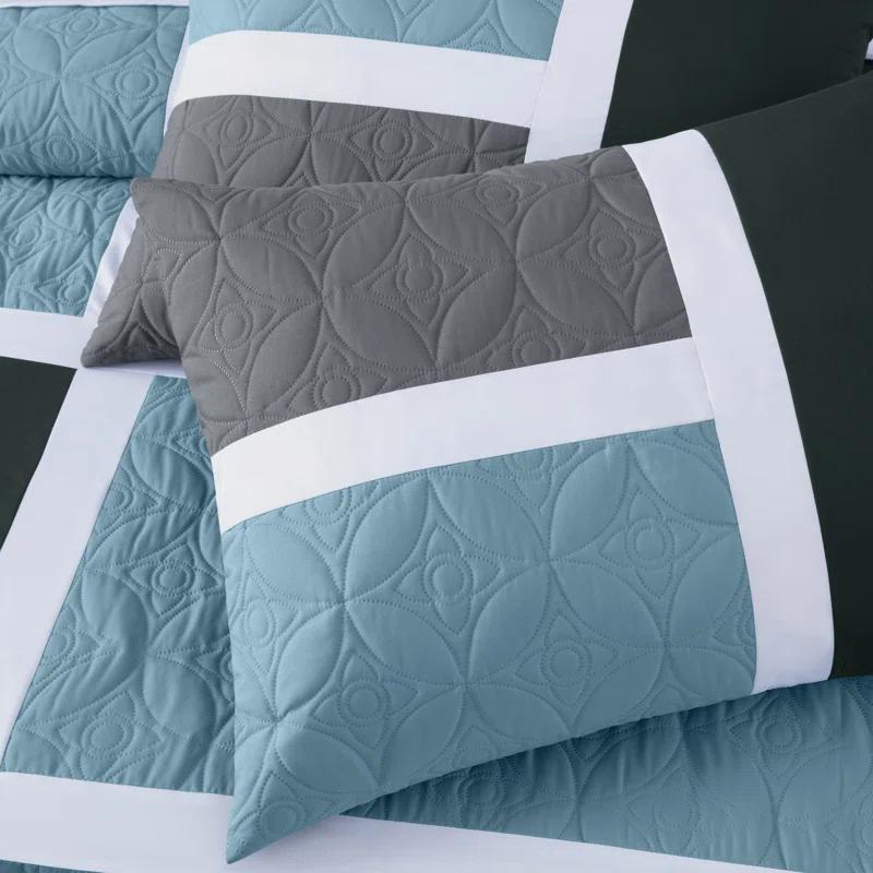 Chezmoi Collection 7-Piece Patchwork Bed in a Bag Comforter Set with Sheets