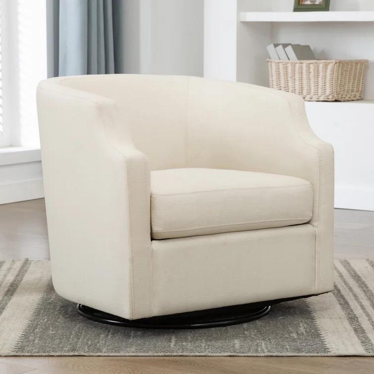 Three Posts™ Debbie Polyester Swivel Barrel Chair