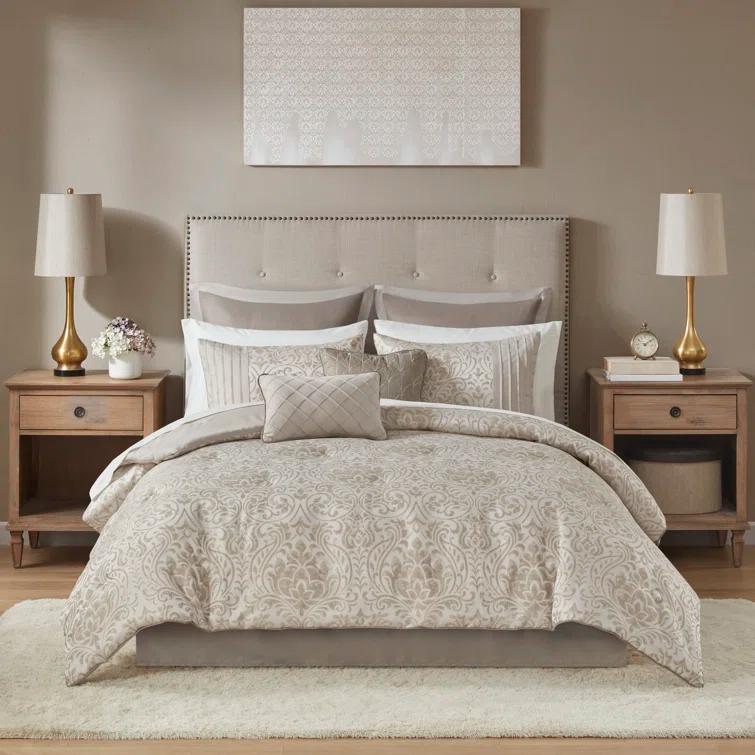 Madison Park Emilia 12 Piece Jacquard Comforter Set with Bed Sheets