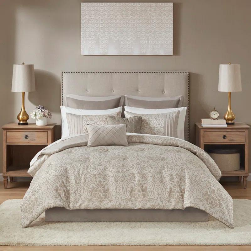 Madison Park Emilia 12 Piece Jacquard Comforter Set with Bed Sheets
