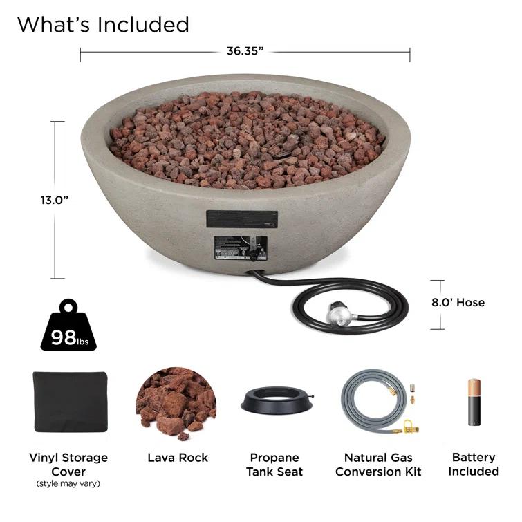 Fernanda Fire Bowl - Gray / Round