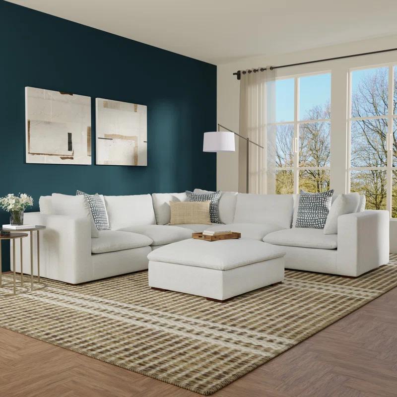 AllModern Maud Modular Sofa and Ottoman Set 125-inch-wide L-Shaped Sofa and Matching 36-inch-wide Table Ottoman for Living Room | Wayfair