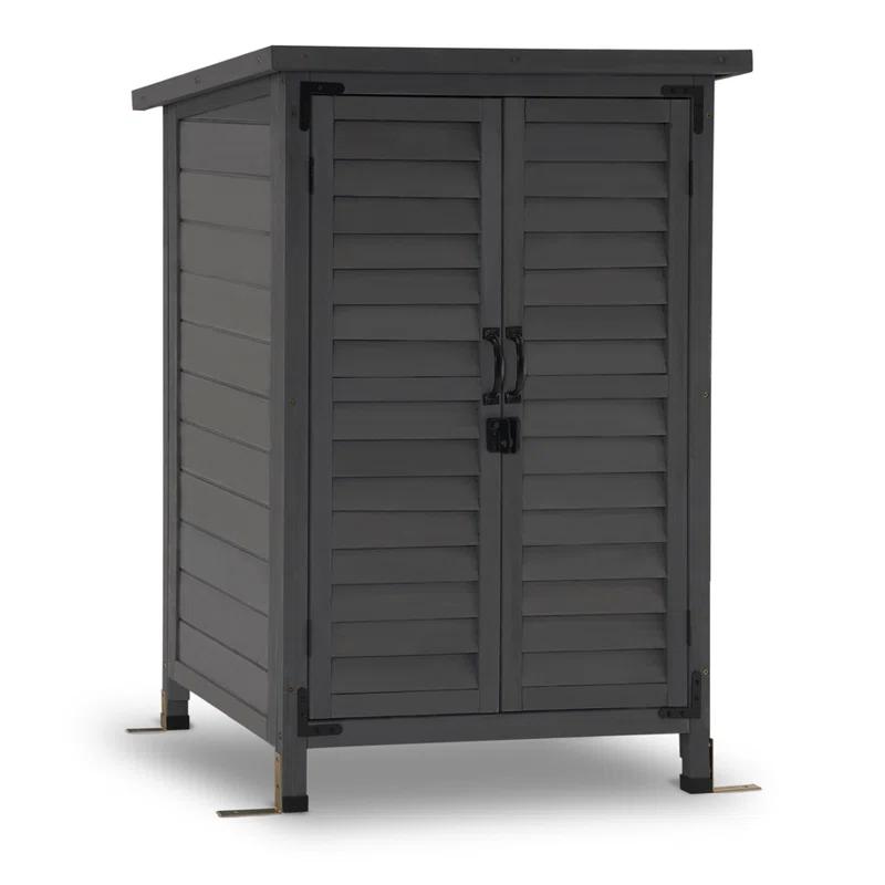 MCombo 24.6 in. W x 18 in. D Outdoor Wood Storage Cabinet，Garden Wooden Tool Shed with Double Doors