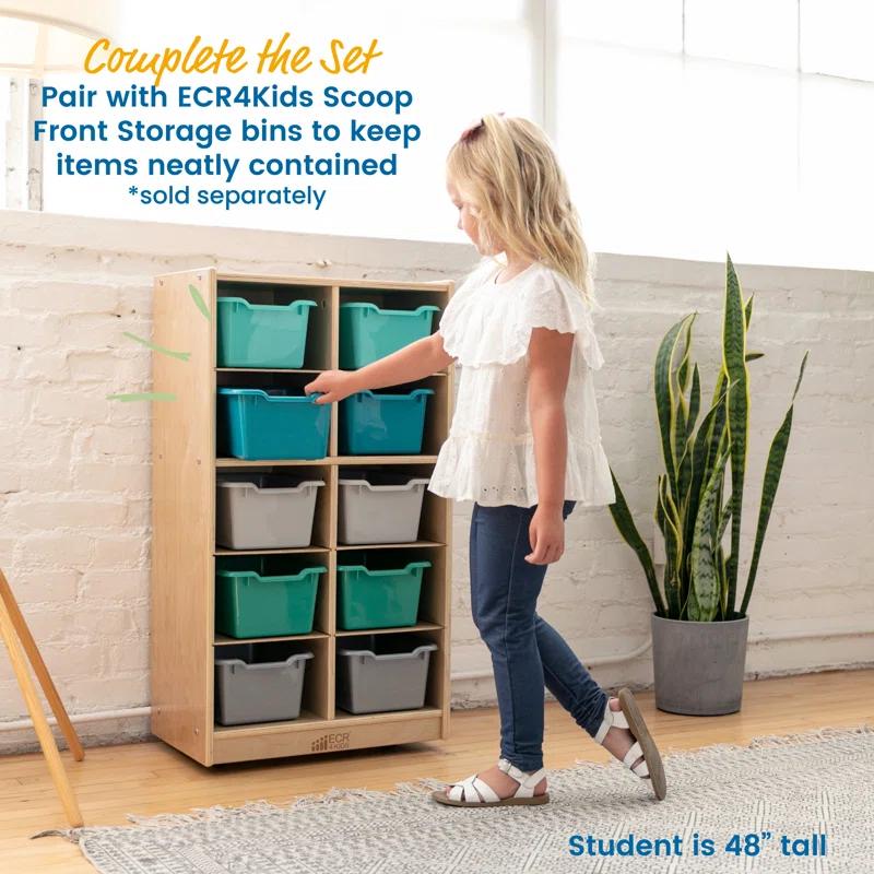 ECR4Kids ECR4Kids Streamline 10 Cubby Tray Cabinet 5x2, Classroom Furniture