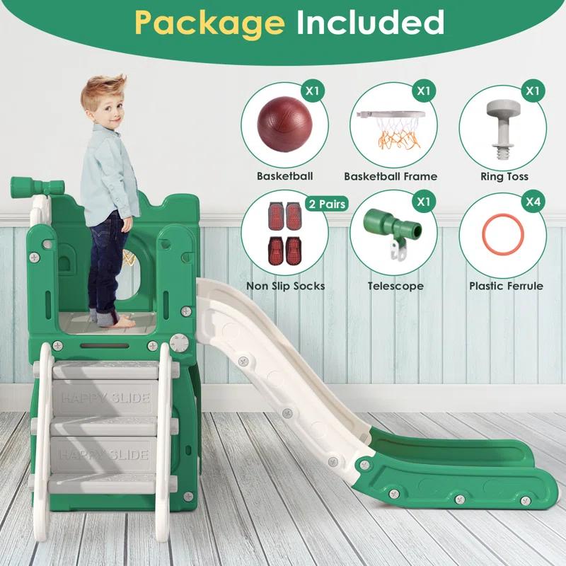 7 in 1 Kids Slide, Toddler slide with Climber Outdoor Indoor Slide Playset