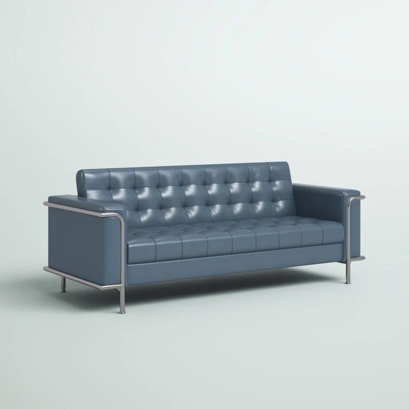 Inbox Zero HERCULES Lesley Series Contemporary LeatherSoft Double Stitch Detail Sofa with Encasing Frame