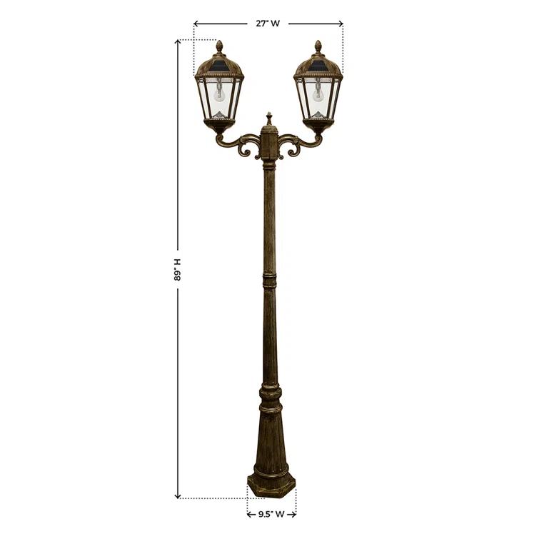Gama Sonic Royal Brown 2-Light 89" H 300 Lumen Solar Powered Lamp Post (Full)