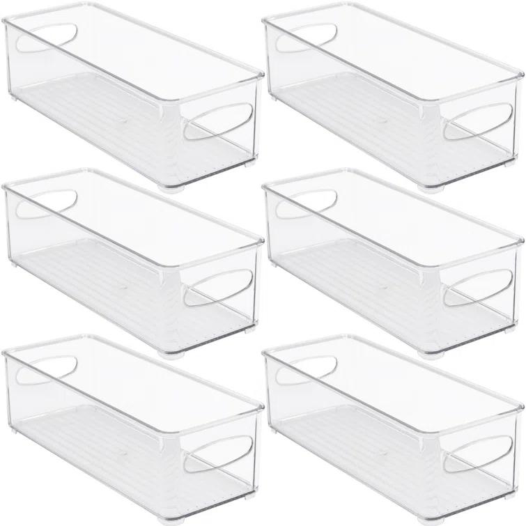 Sorbus Sorbus 6 Pack Narrow Stackable Clear Storage Bins with Handles