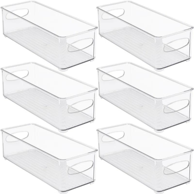 Sorbus Sorbus 6 Pack Narrow Stackable Clear Storage Bins with Handles