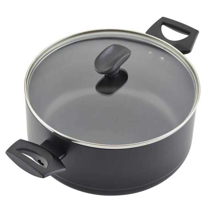 Farberware Farberware Power Base Nonstick Cookware Pots And Pan Set With Cooking Kitchen Utensils, 12 Piece, Matte Black